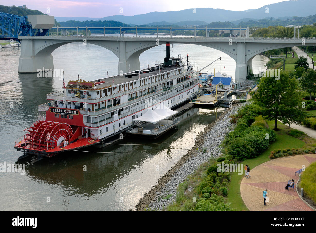 Die Delta Queen Steamboat vertäut in Chattanooga, Tennessee auf dem Tennessee River Stockfoto