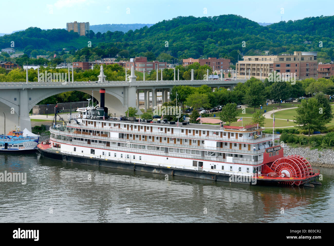 Die Delta Queen Steamboat vertäut in Chattanooga, Tennessee auf dem Tennessee River Stockfoto