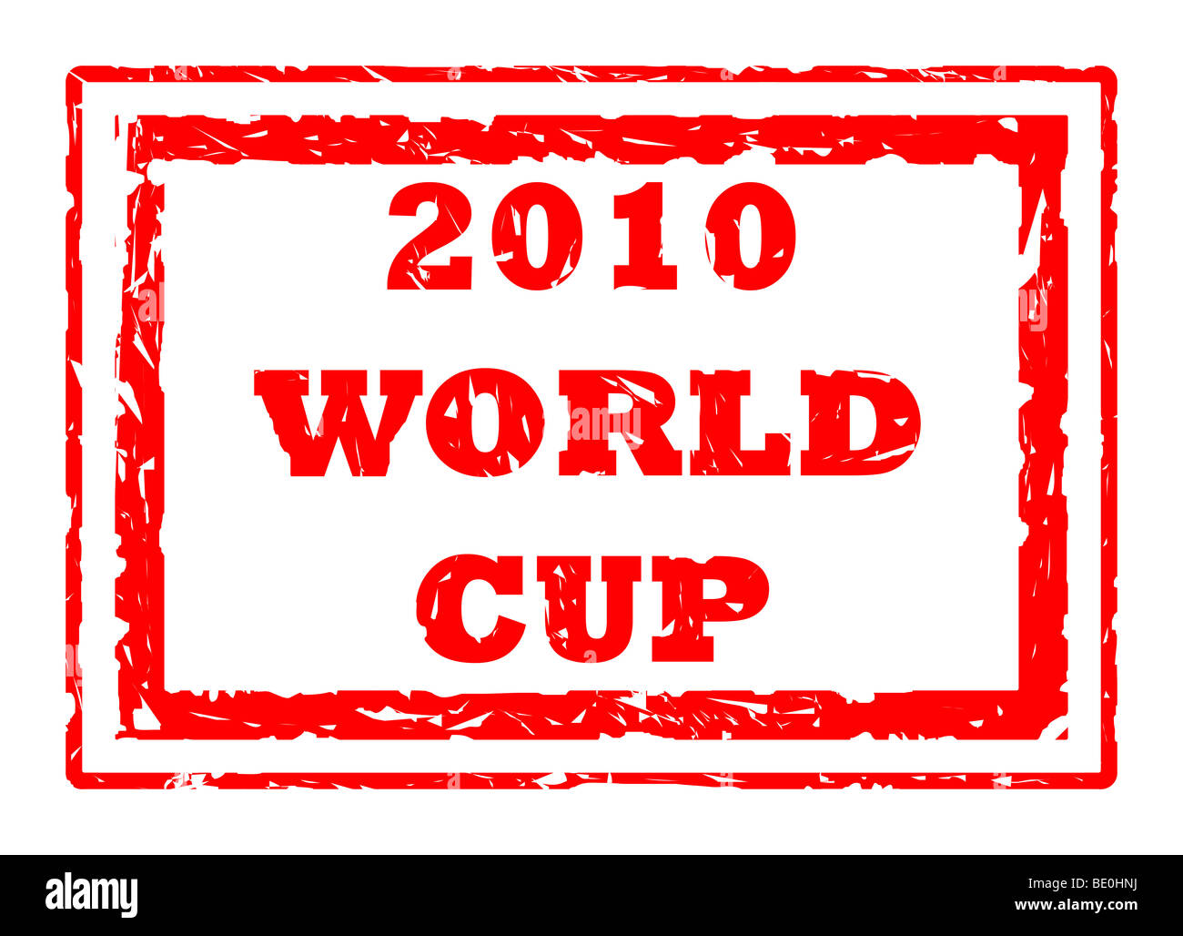 2010 Fußball-Weltmeisterschaft rot Stempel, isoliert auf weißem Hintergrund verwendet. Stockfoto