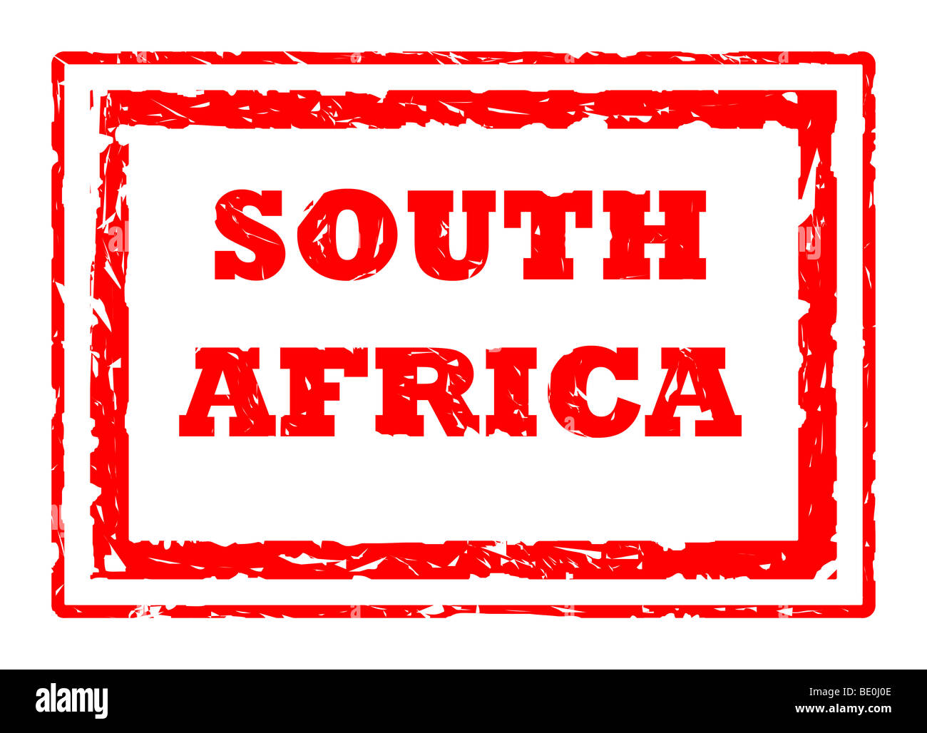 2010 in Südafrika Fußball WM rote Stempel, isoliert auf weißem Hintergrund verwendet. Stockfoto