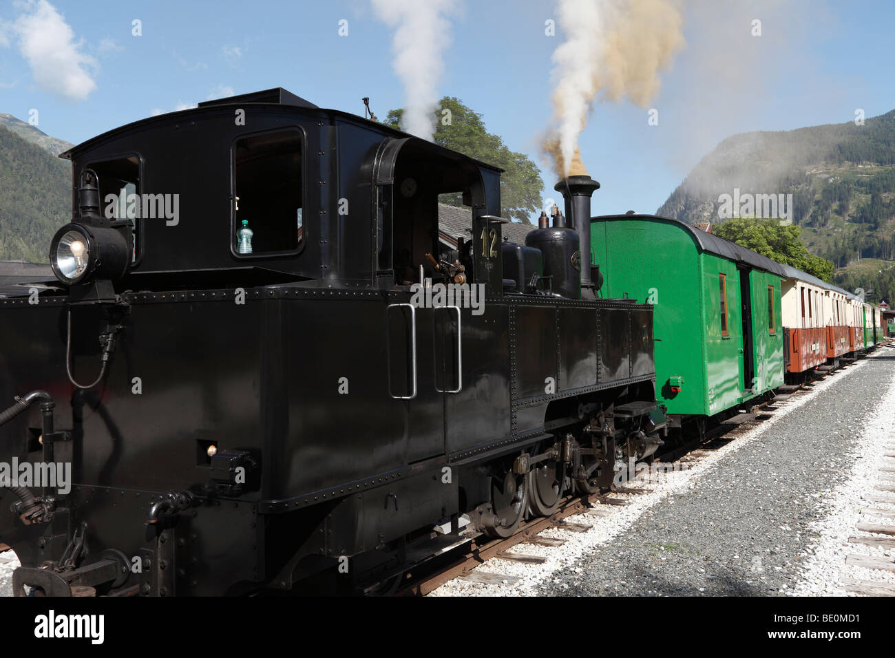 Taurachbahn, Eisenbahn, Eisenbahnmuseum in der Nähe von Mauterndorf, Lungau, Salzburg, Österreich, Europa Stockfoto