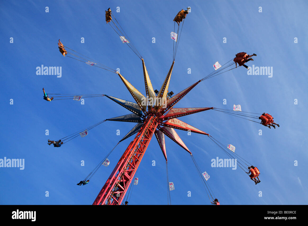 Eine Karnevalsfahrt auf der Minnesota State Fair, USA. Stockfoto