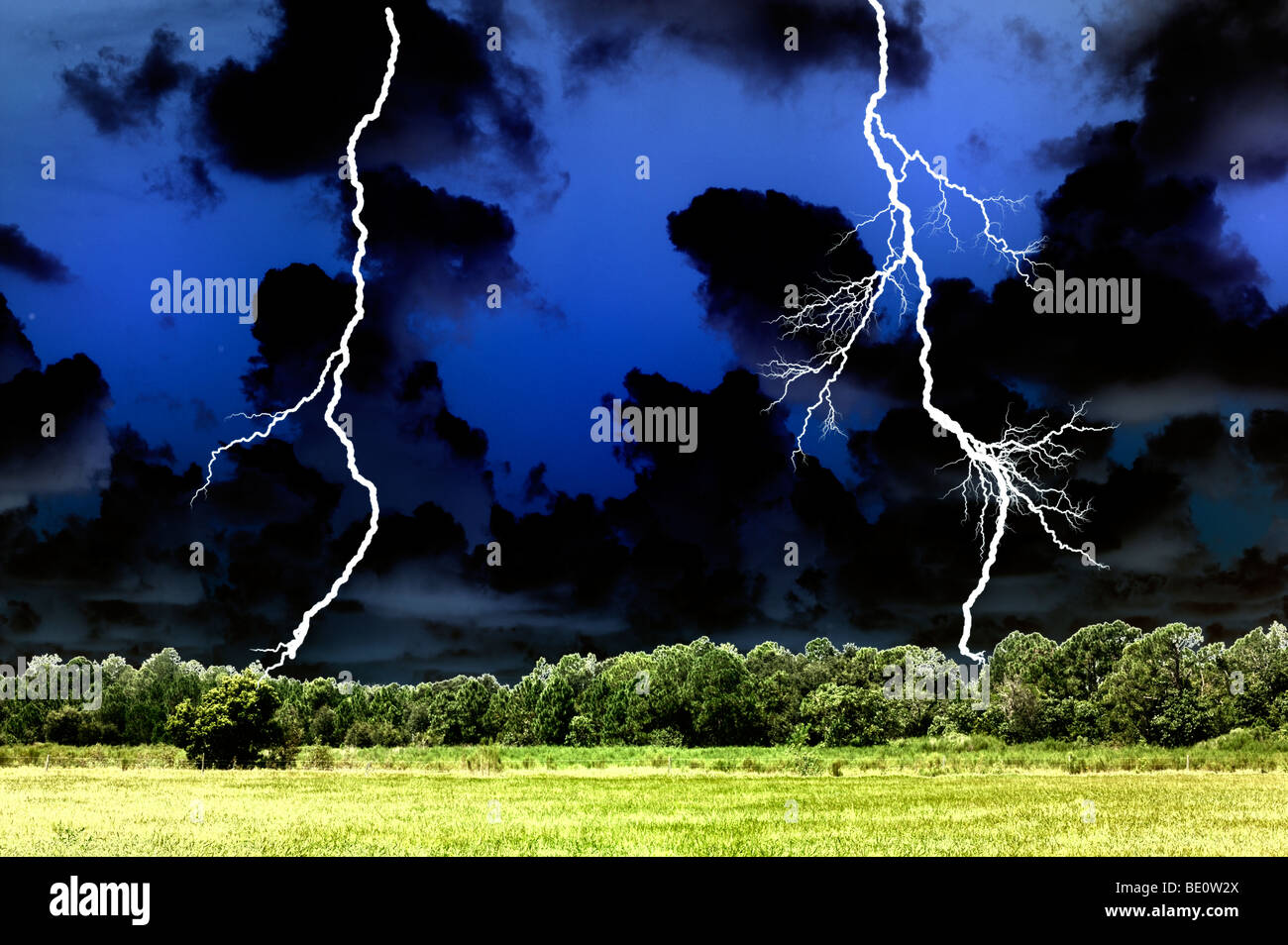 Blitze im Feld Stockfoto