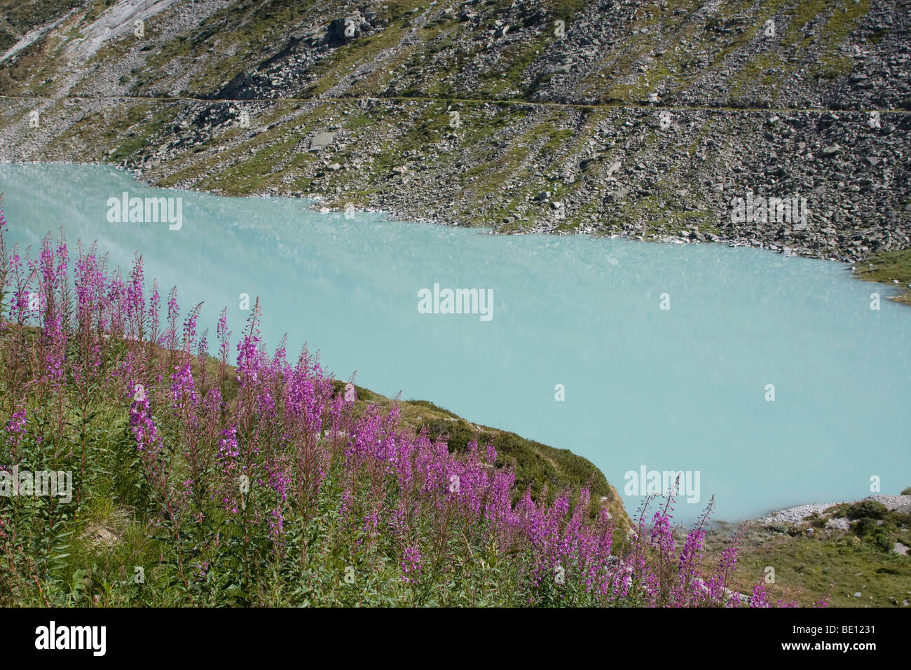 Mattmark-Stausee in der Nähe von Saas fee Schweizer Alpen der Schweiz Europa Stockfoto
