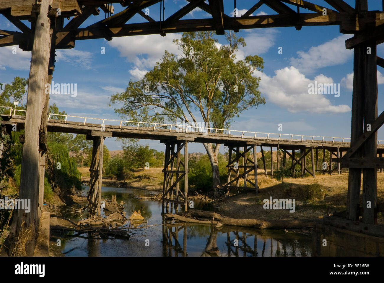 Australien, New South Wales, South West Pisten, Ansicht von der historischen Murrumbidgee River Brücken an Gundagai Stockfoto