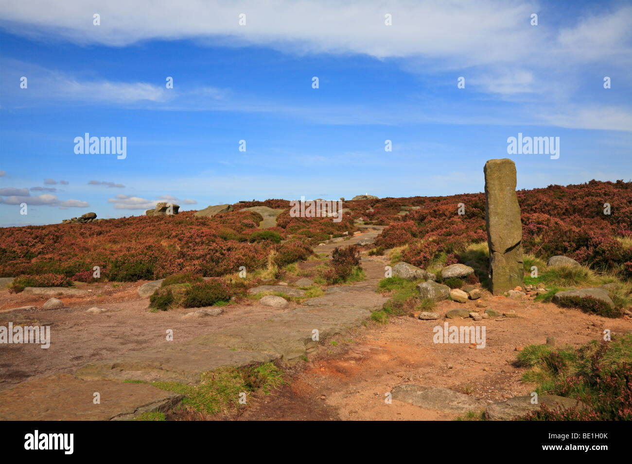 Die Grenze in der Nähe von Tor zurück in der oberen Derwent Valley auf der Derbyshire und Yorkshire Grenze, Peak District National Park, England, UK. Stockfoto
