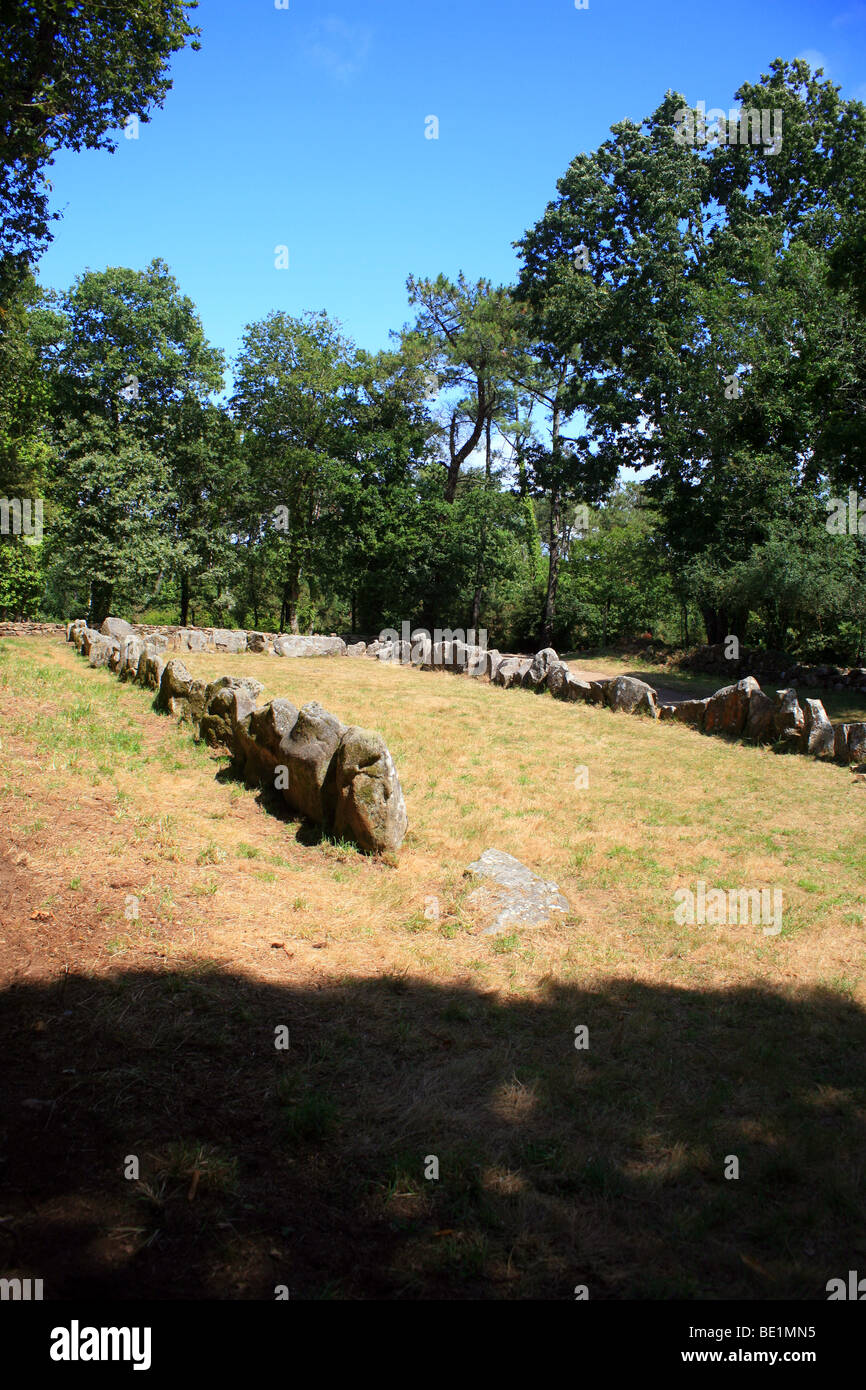 Le Quadrilatere Megalithen in der Nähe von Le Geant du Manio, Kerlescan in der Nähe von Carnac, Morbihan, Bretagne, Frankreich, Europa Stockfoto