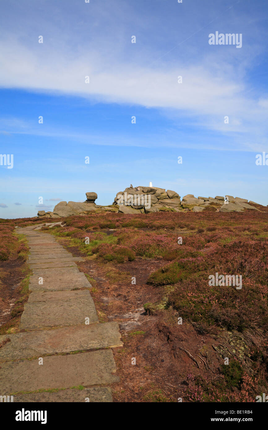 Wanderer auf der Rückseite Tor in der oberen Derwent Valley auf der Derbyshire und Yorkshire Grenze, Peak District National Park, England, UK. Stockfoto