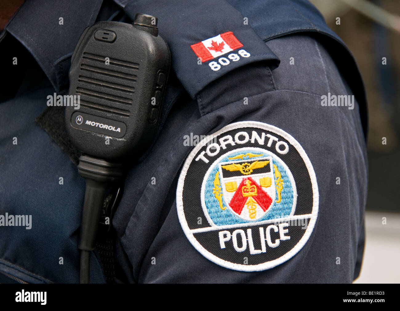 Nahaufnahme von Toronto Polizei Abzeichen, Ausrüstung & Uniform, Toronto, Kanada Stockfoto