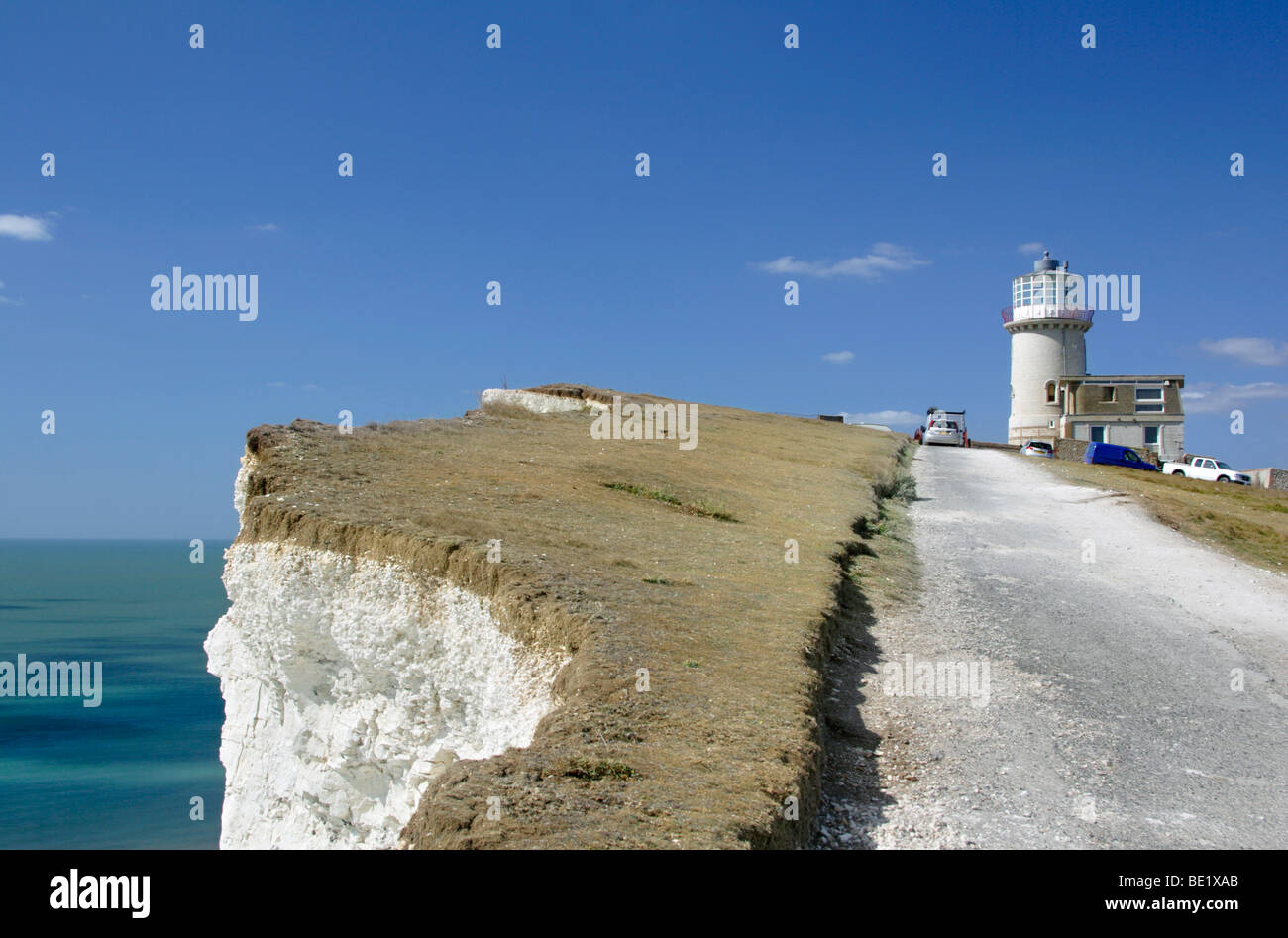 Blick auf Belle Tout Leuchtturm in der Nähe von South Downs National Park, East Sussex, Eastbourne, England Stockfoto