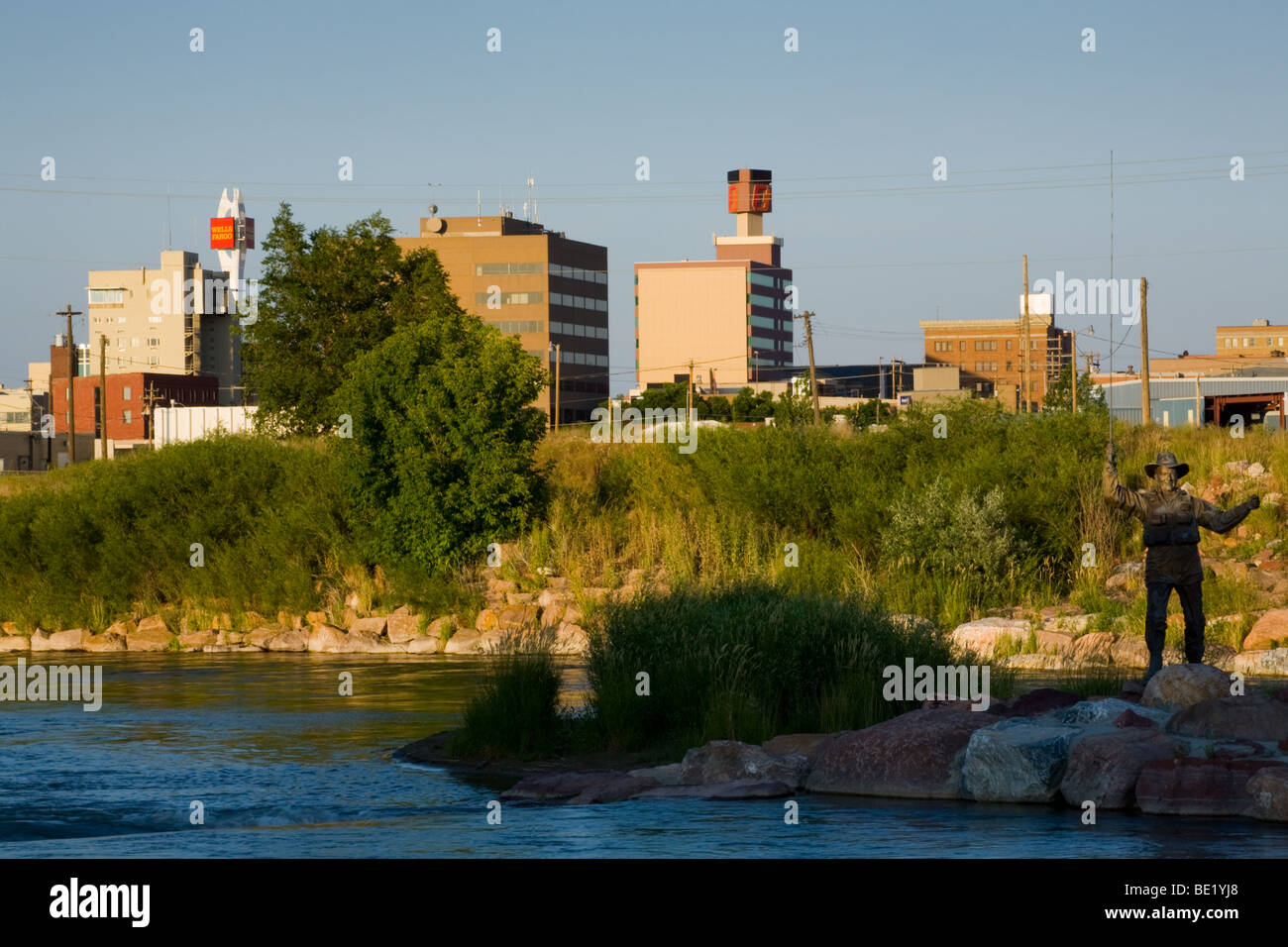 Die Innenstadt von Casper, Wyoming, auf den North Platte River Stockfoto