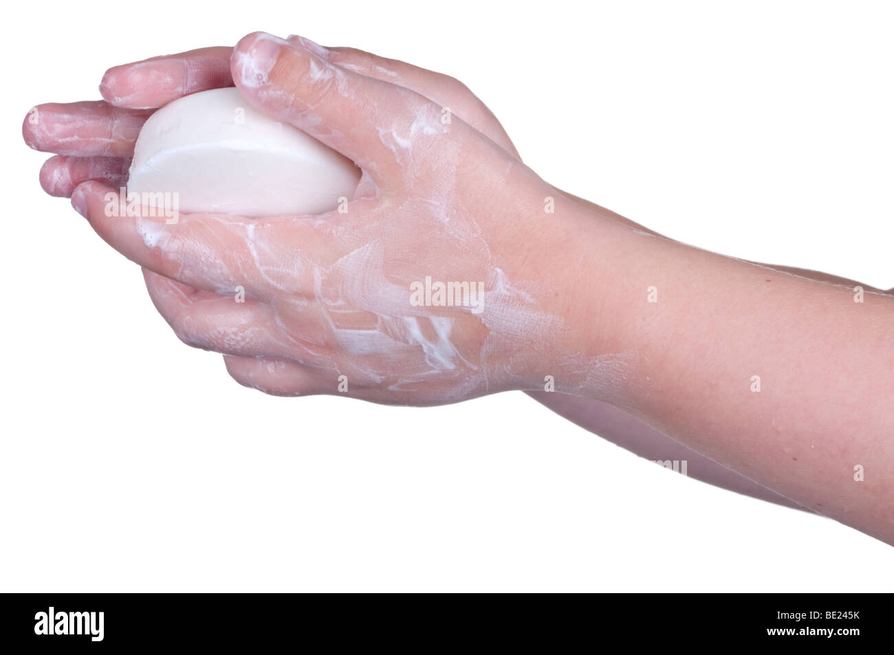 Childs Hände waschen zum Schutz gegen die Grippe Stockfoto