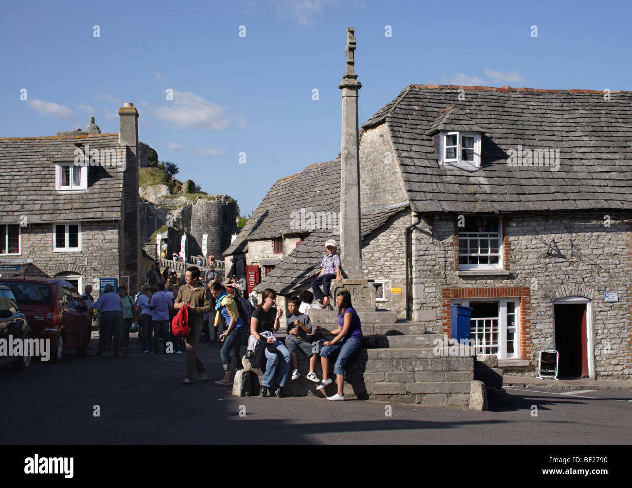 Corfe Castle Dorf Dorset Stockfoto