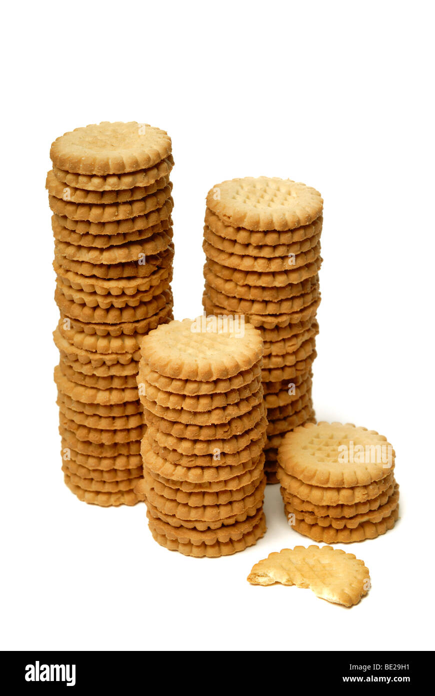 Stapel von Cookies isoliert auf weiss Stockfoto