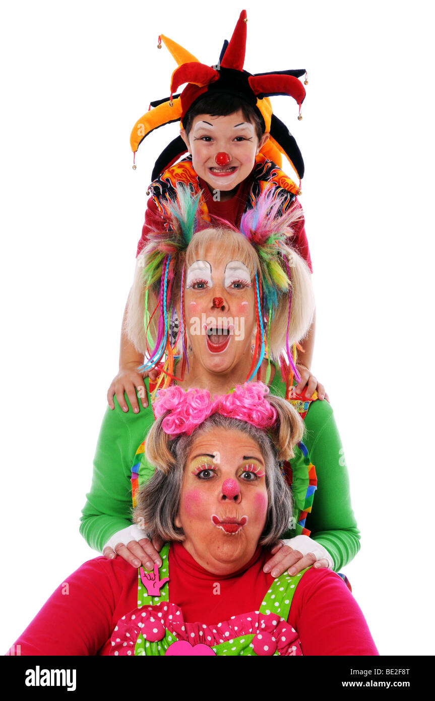 Drei Clowns Freude Stockfoto