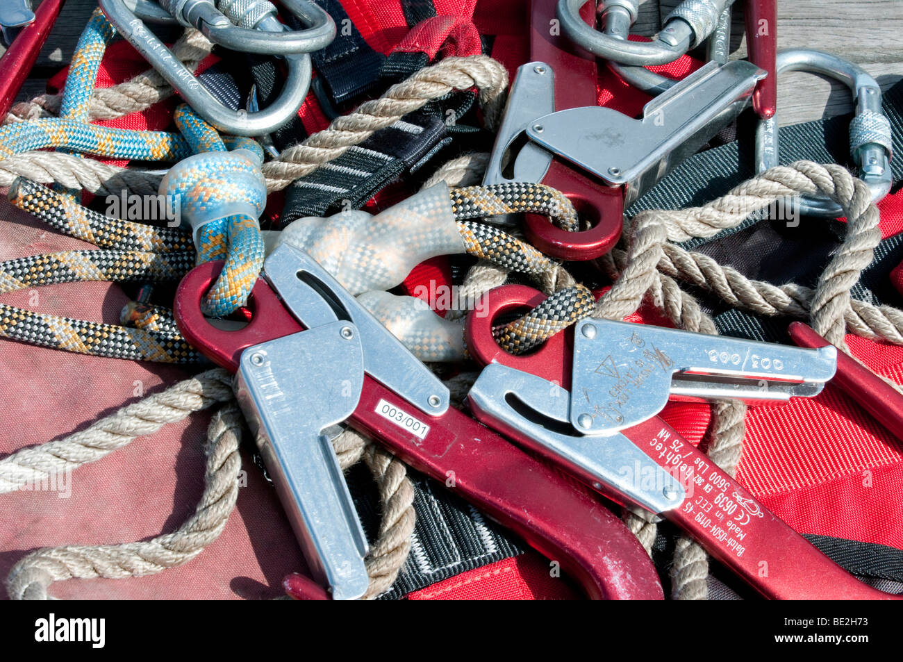 RAG Rope Access Ausrüstung für Seil Rettung arbeiten Stockfoto