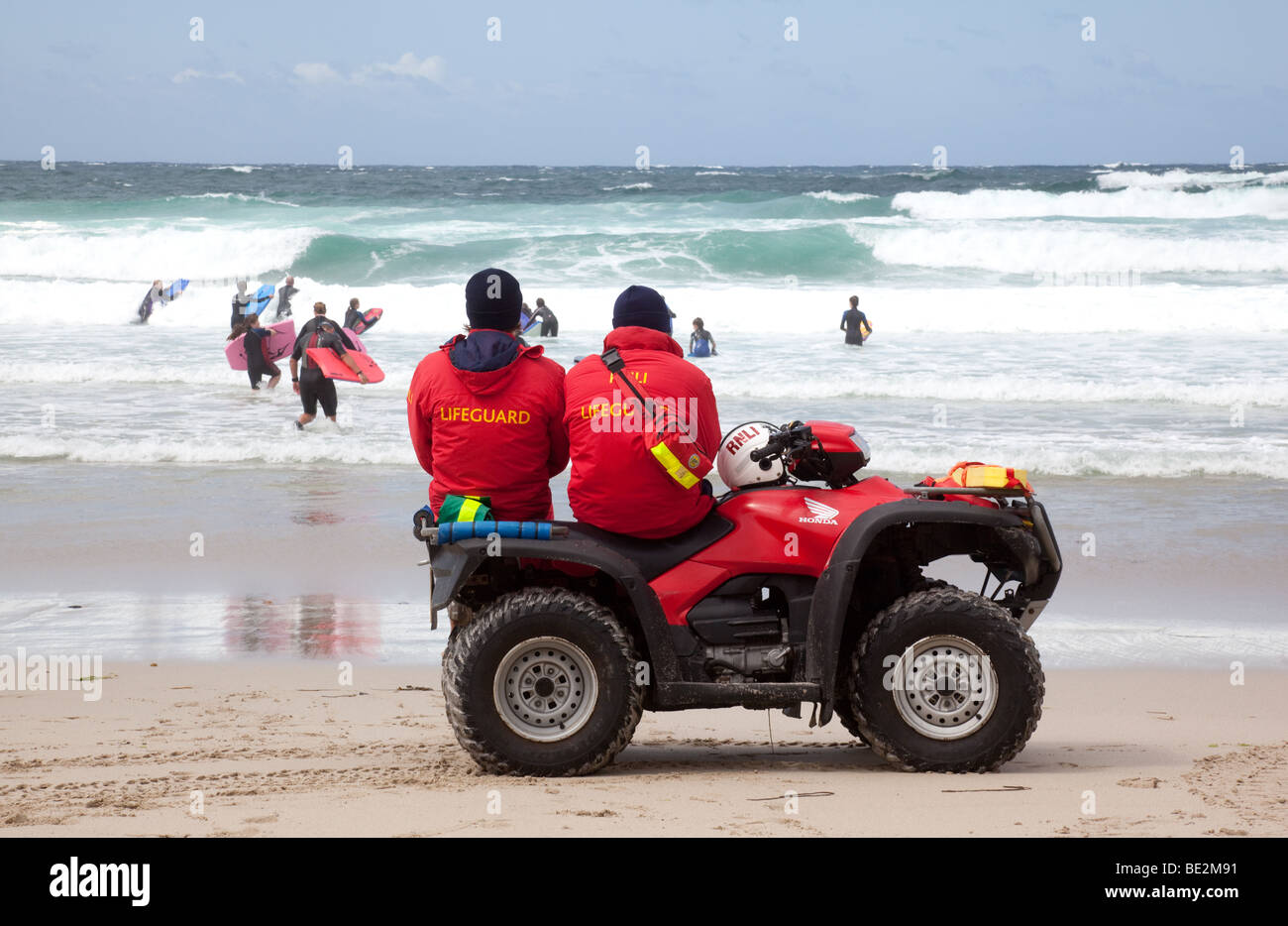 Rettungsschwimmer, Sennen, Cornwall, England, Vereinigtes Königreich. Stockfoto