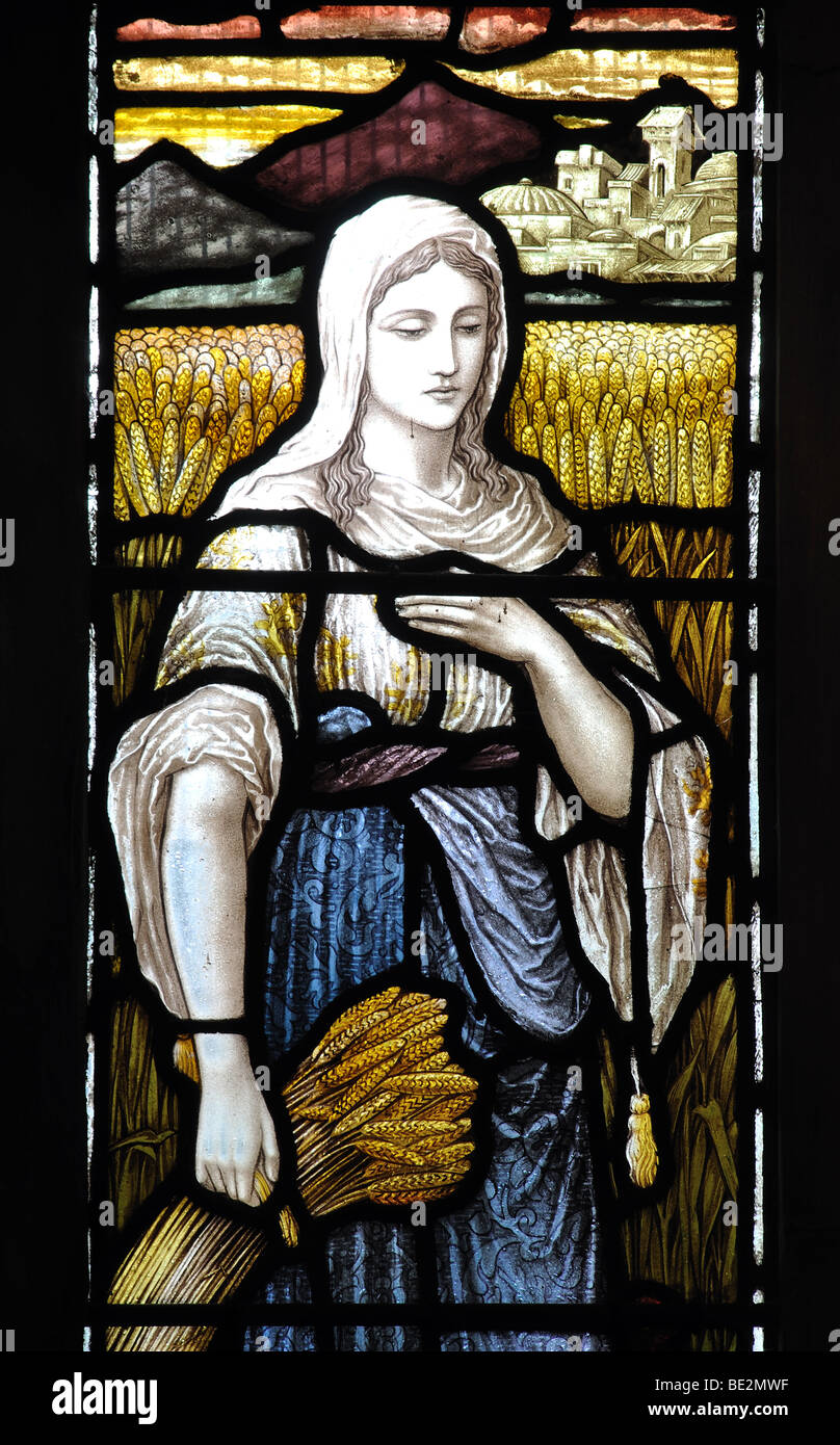 Ruth gebeizt Glas St. Chad Kirche, des Bischofs Tachbrook, Warwickshire, England, UK Stockfoto