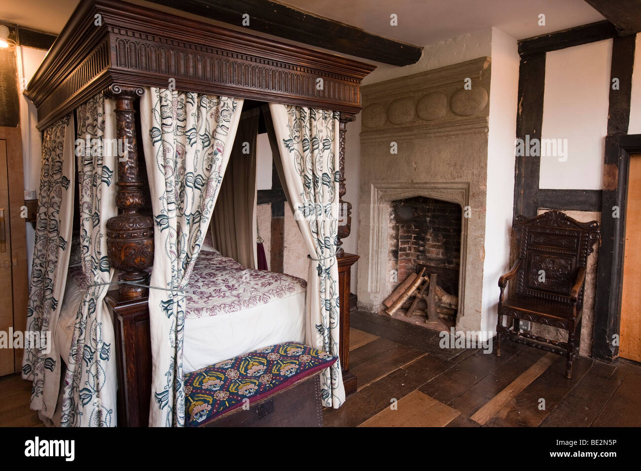Großbritannien, England, Staffordshire, Stafford, Greengate Street, hohe Haus Stuart Bedroom Stockfoto