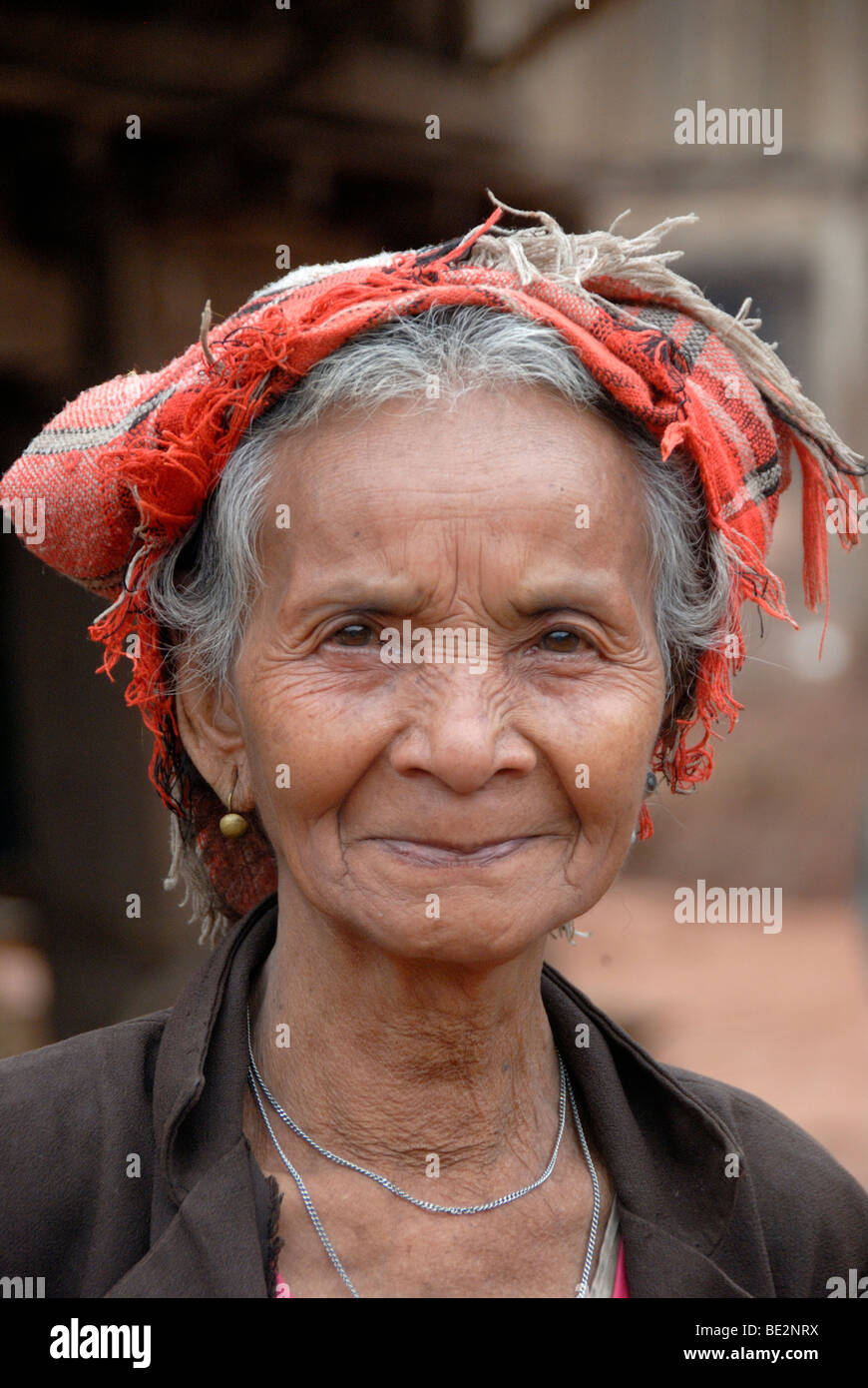 Porträt, Ethnologie, alte Frau des Dorfes Lao Bit ethnische Gruppe, Laobit, Ban Thaodouang, in der Nähe von Nam Lan Conservation Area, Stockfoto