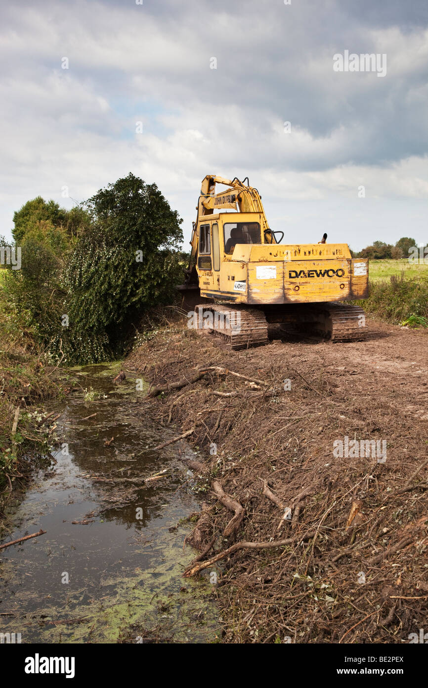 Baggerarbeiten Rhynes auf der Somerset Ebene Stockfoto