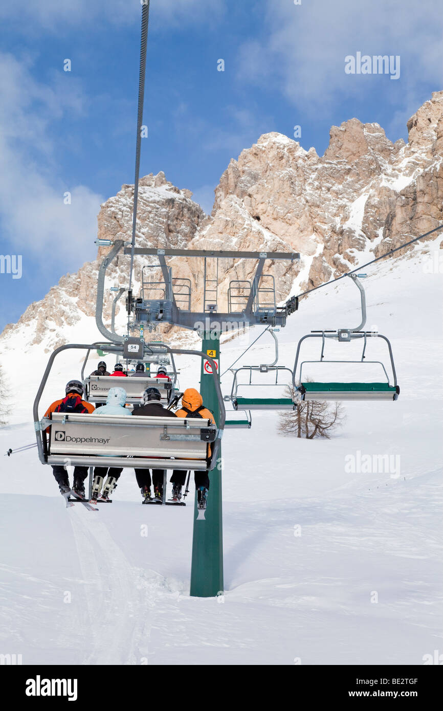Sella Ronda Skigebiet Val Gardena, Sella Massivs Bergkette, Dolomiten, Südtirol, Trentino-Südtirol, Italien Stockfoto