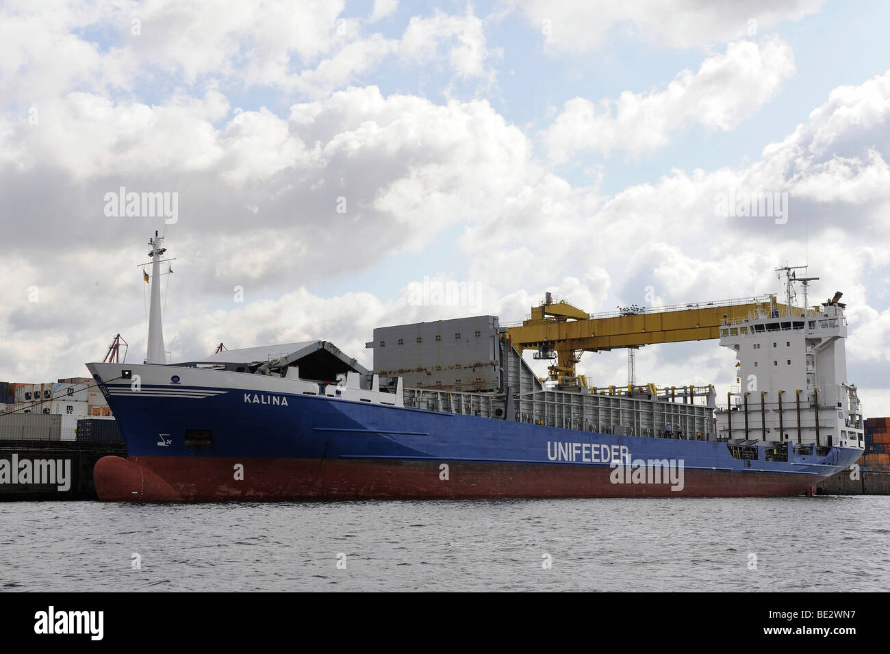 Unifeeder Schiff, Hafen Hamburg, Hamburg, Deutschland, Europa Stockfoto