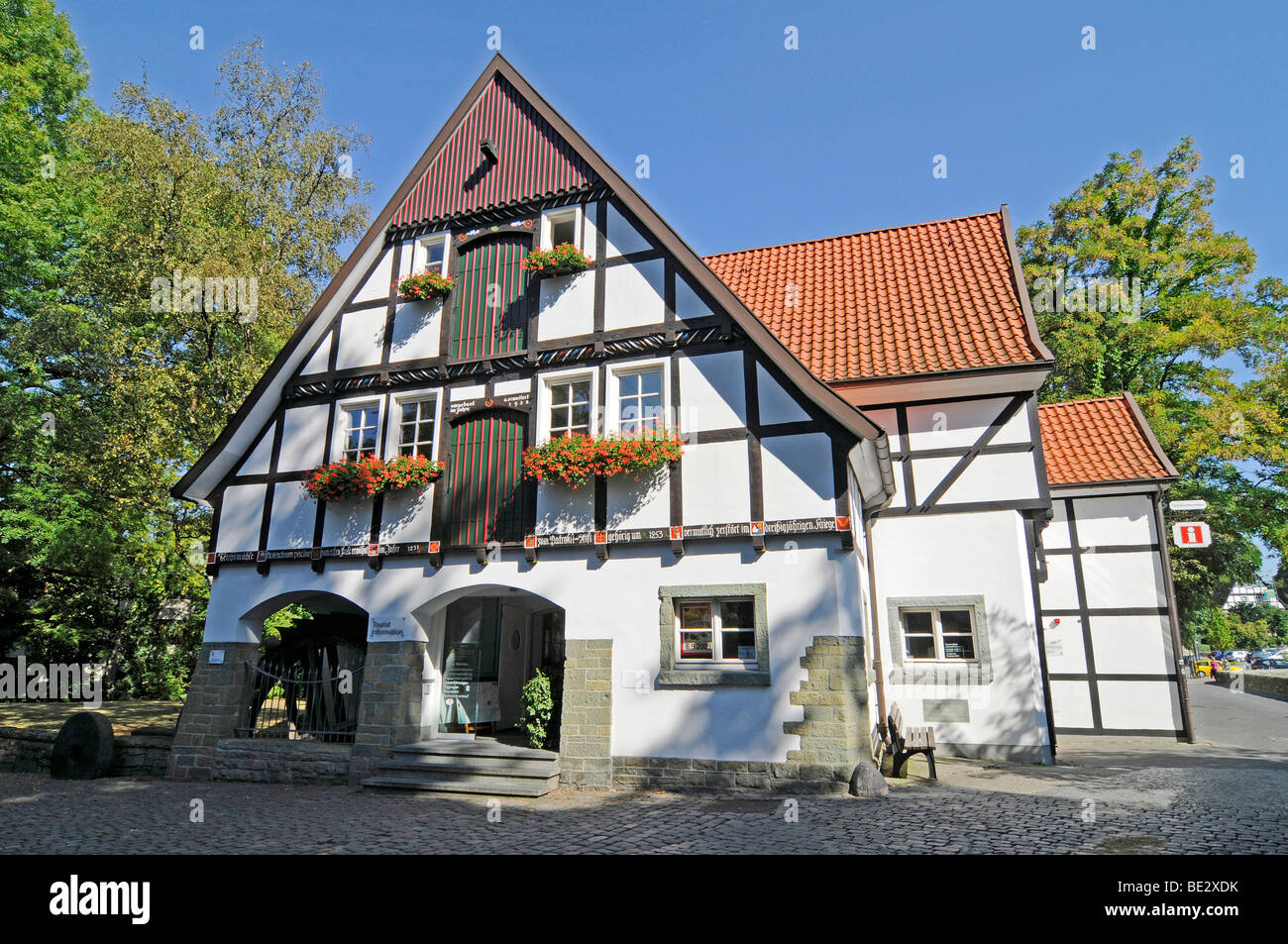 Tourist-Information, Fachwerkhaus, Altstadt, Soest, Nordrhein-Westfalen, Deutschland, Europa Stockfoto