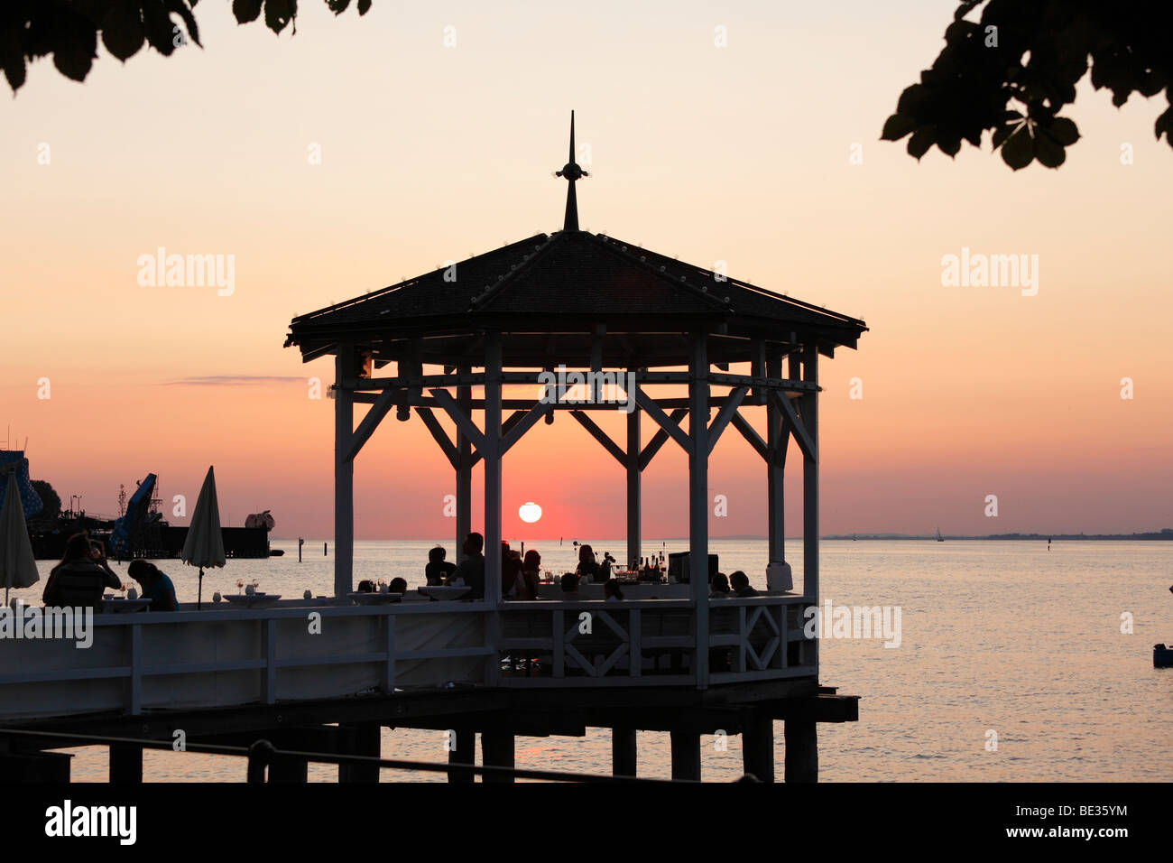 Pavillon auf einem See promenade, Bodensee, Vorarlberg, Austria, Europe Stockfoto