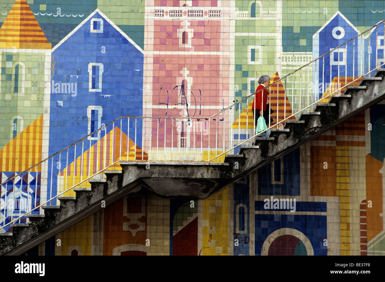 Fliesen Sie-Wand, Alfama, Lissabon, Portugal, Europa Stockfoto