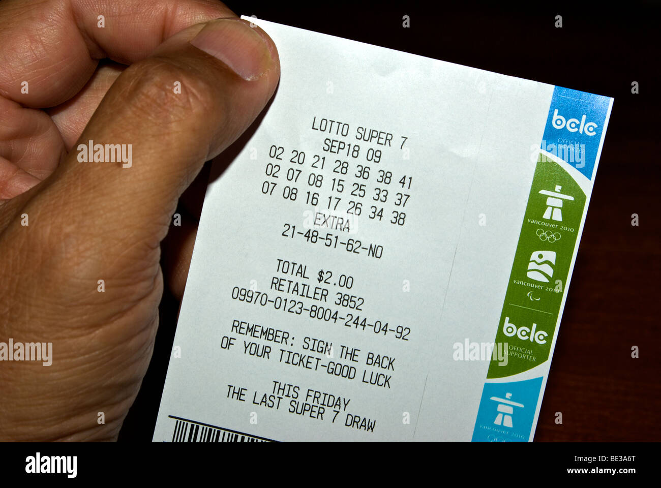 Am Ende von einem kanadischen Lotteriespiel - endgültige Auslosung der Lotto Super7 Freitag, 18. September 2009 Stockfoto
