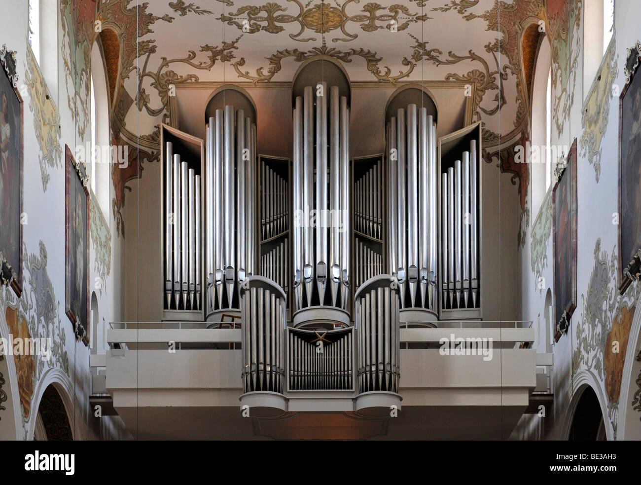 Orgel, Gotik, Barock-Stil, Stadtpfarrkirche, Simultaneum, St. Martin, Biberach ein der Riss, Baden-Württemberg, Deutschland, E Stockfoto