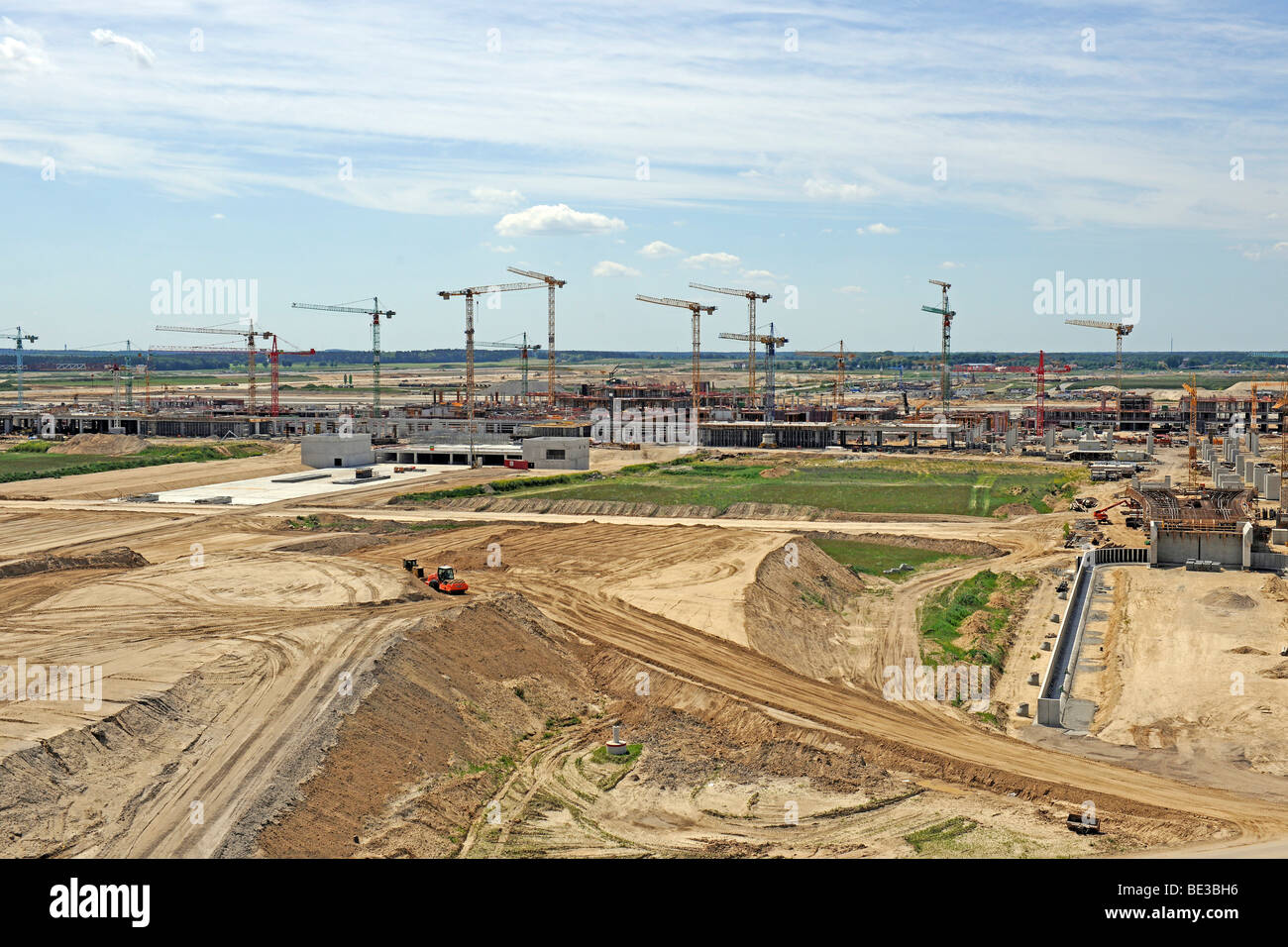 Blick auf die Baustelle des neuen großen BBI Flughafen Berlin Brandenburg International, Hauptterminal, Deutschland, Europa Stockfoto