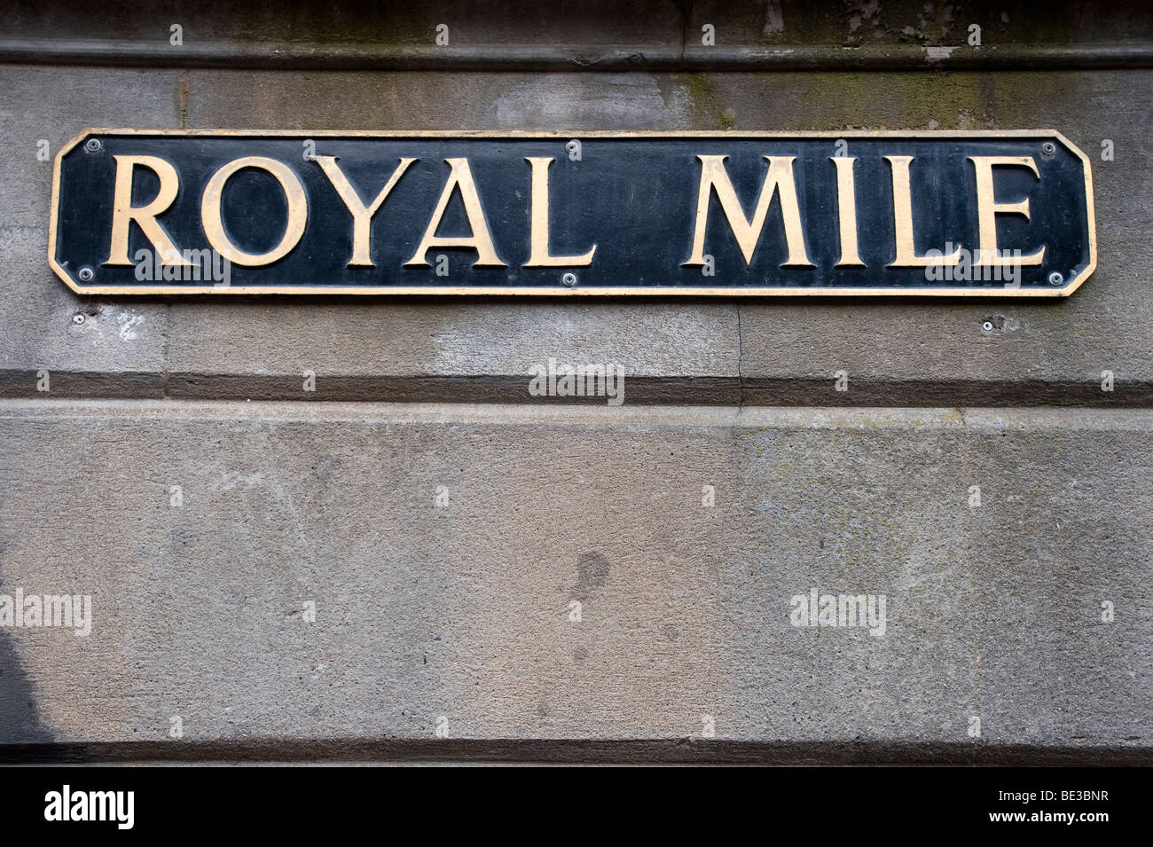 Royal Mile, Straßenschild, Edinburgh, Schottland, Vereinigtes Königreich, Europa Stockfoto