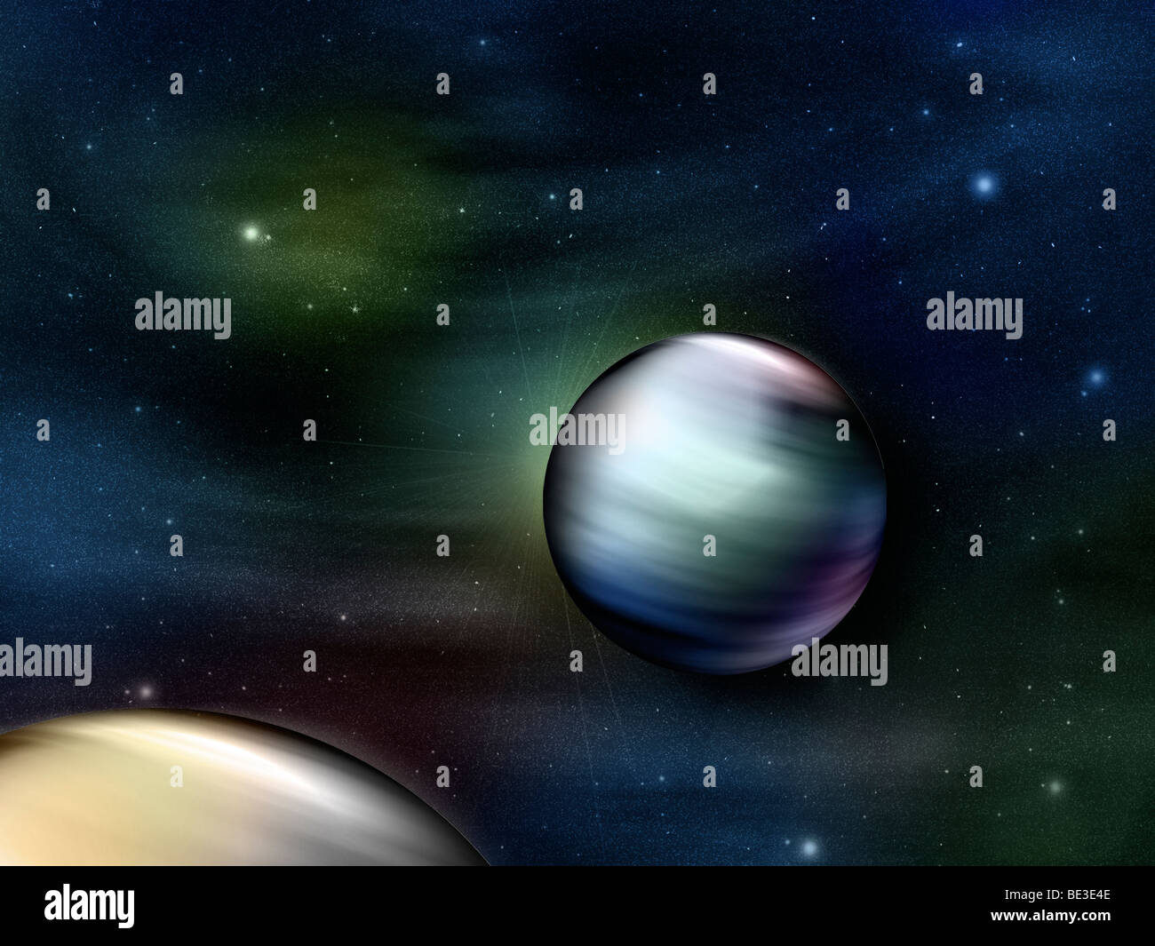 Illustration von Planeten im Weltraum. Stockfoto
