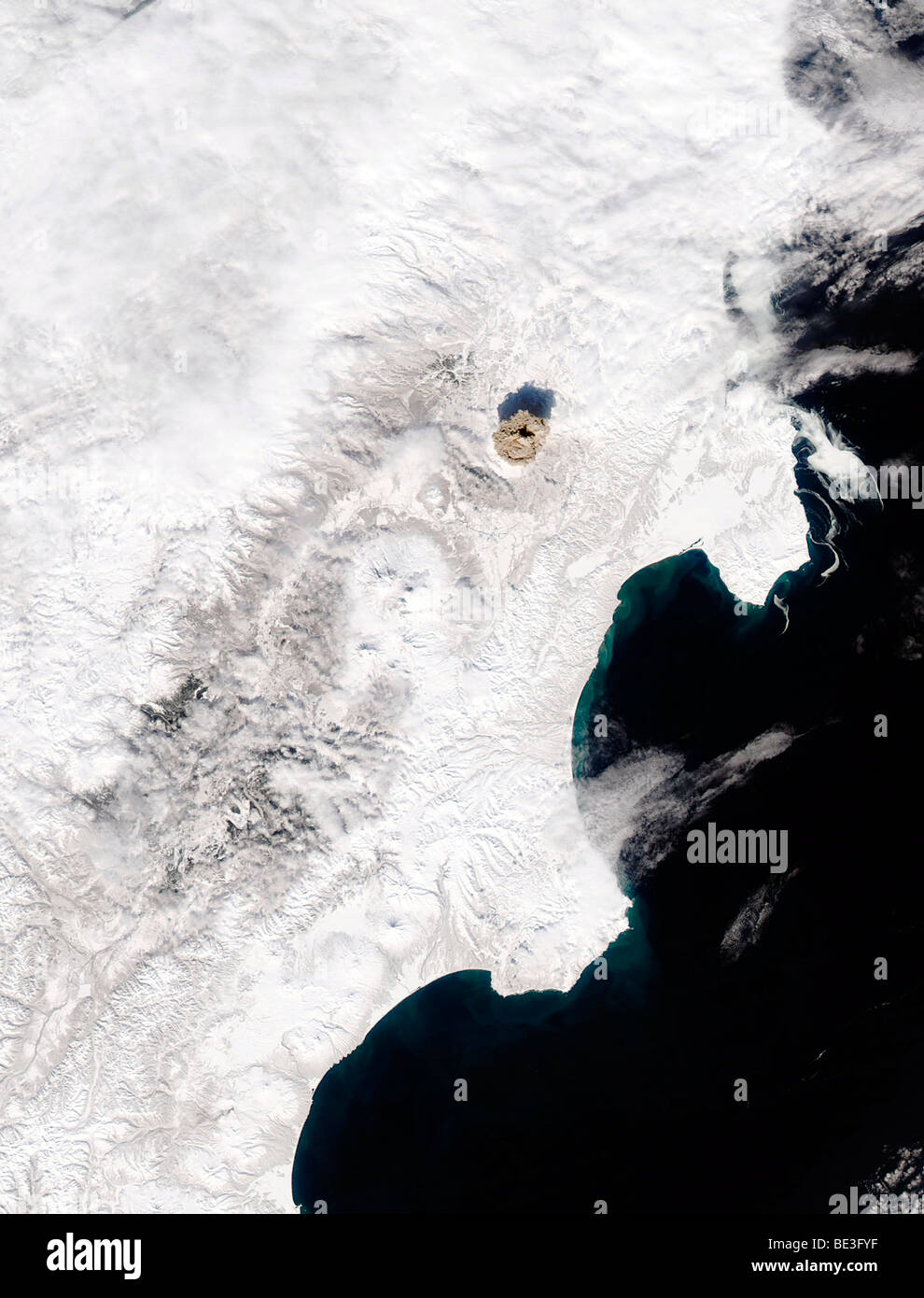 Der Vulkan Shiveluch in Kamchatka Krai, Rußland. Stockfoto