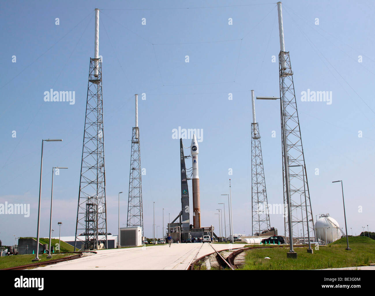 Die Atlas V/Centaur Rakete vor dem Start-Komplex. Stockfoto