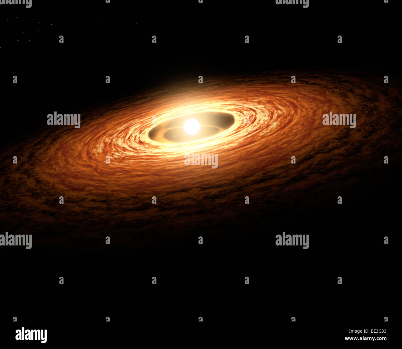Silikat-Kristallbildung in der Scheibe eines ausbrechenden Star Stockfoto