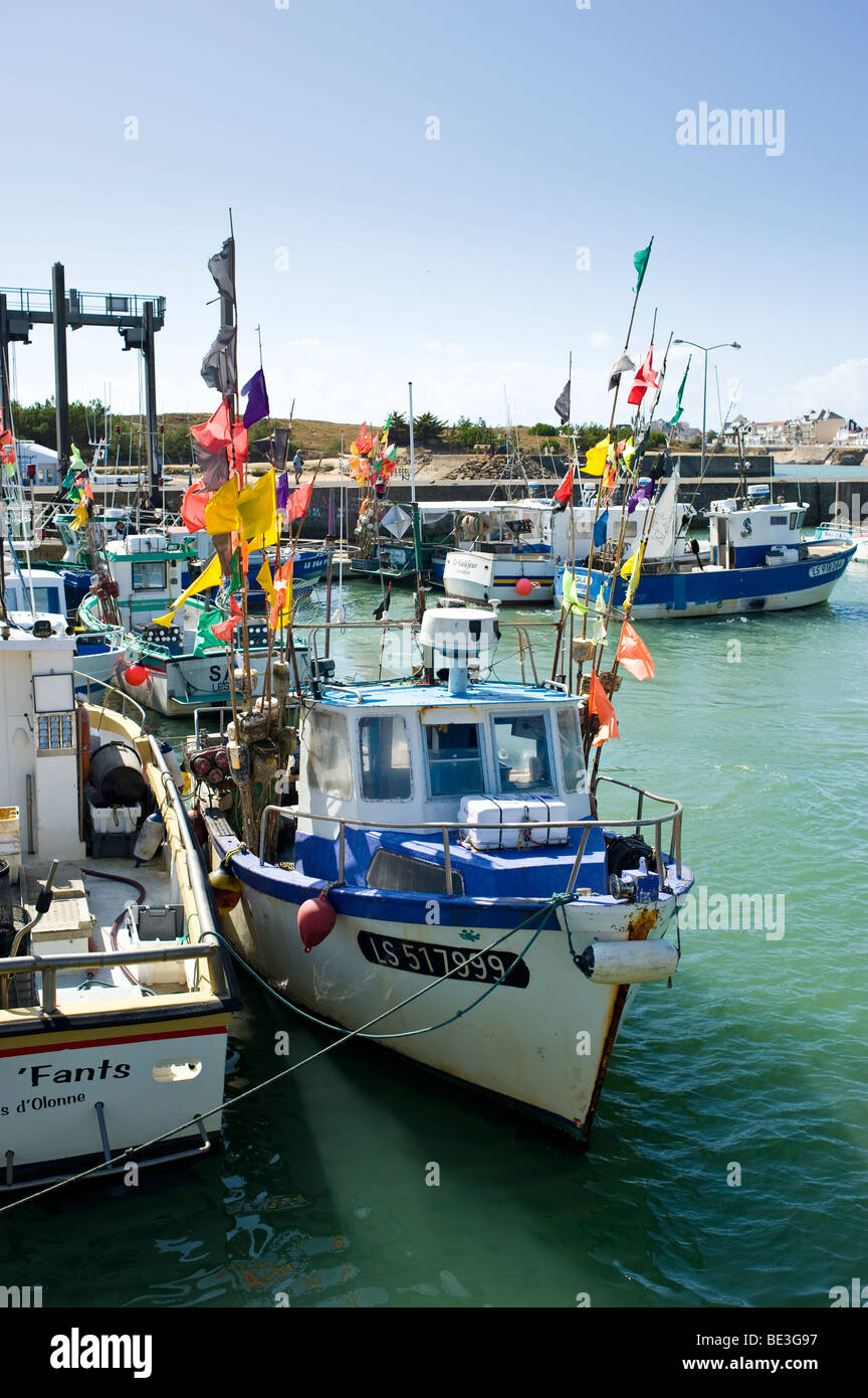 Angeln boay vertäut im Hafen von Noirmountier En L'lle, Vendee, Frankreich Stockfoto