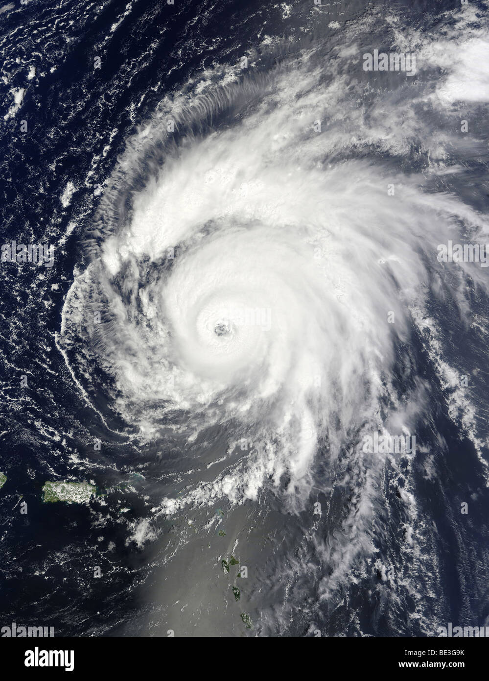 20. August 2009 - Hurrikan Bill nordöstlich von Puerto Rico und nördlich von der kleinen Antillen, atlantische Ozean. Stockfoto
