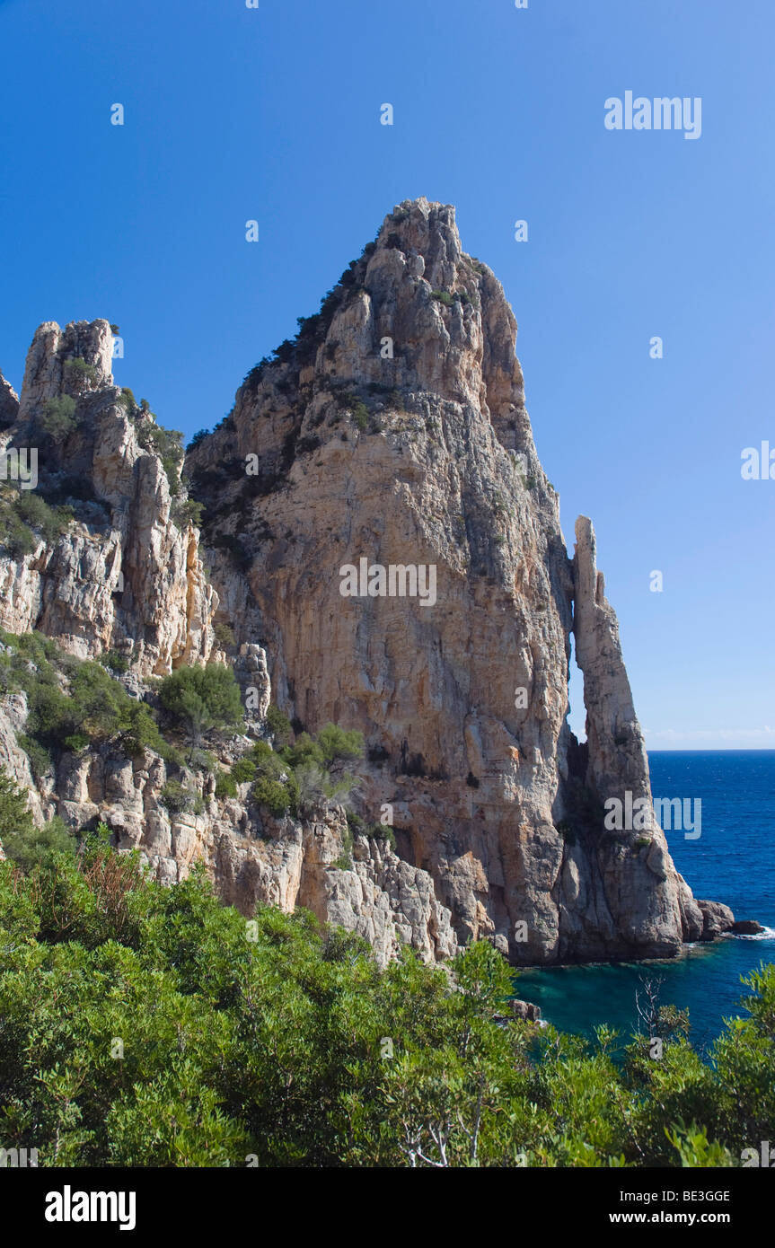 Sa Pedra Longa, Umhang, Felsküste, rock Formation, Baunei, Sardinien, Italien, Europa Stockfoto