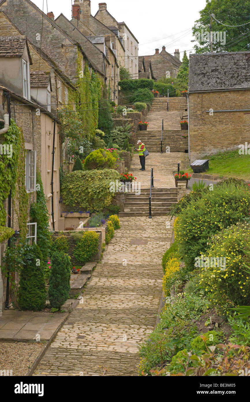 Chipping Schritte, Tetbury, Gloucestershire, Cotswolds, England, Juli 2009 Stockfoto