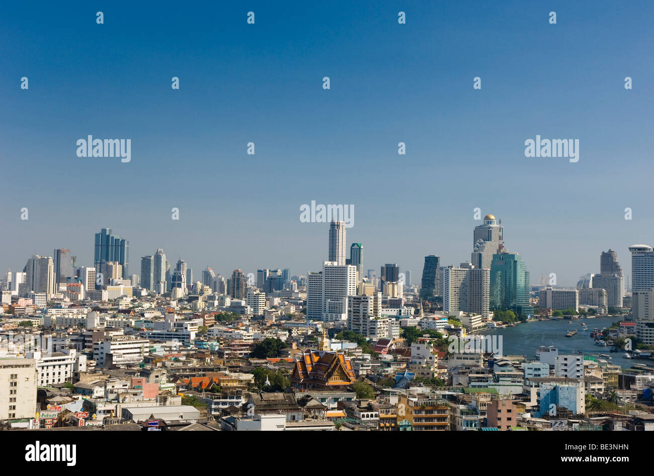 Silom-Bezirk, Panoramablick, Megacity, Bangkok, Thailand, Asien Stockfoto