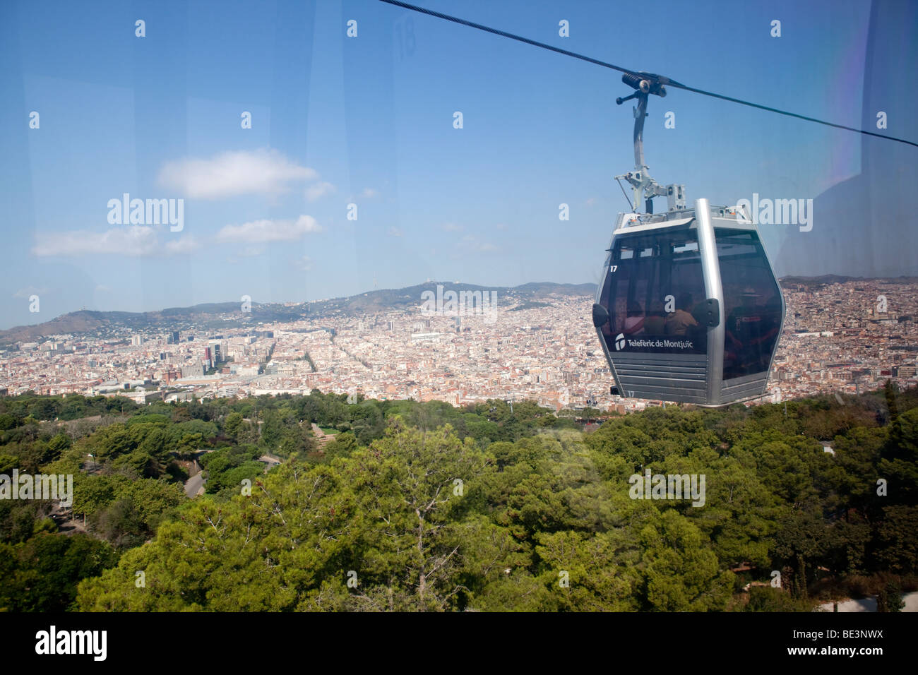 Die schwebebahn de Montjuic, Barcelona (Spanien) Stockfoto
