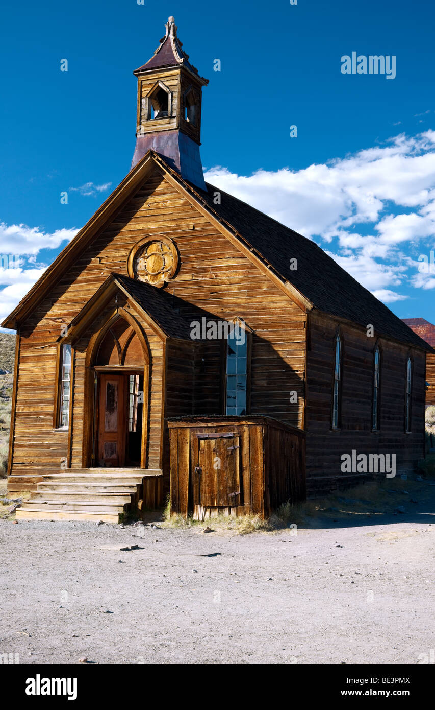 Die alten Methodist Church in Kalifornien Bodie State Historic Park reicht bis 1882. Stockfoto