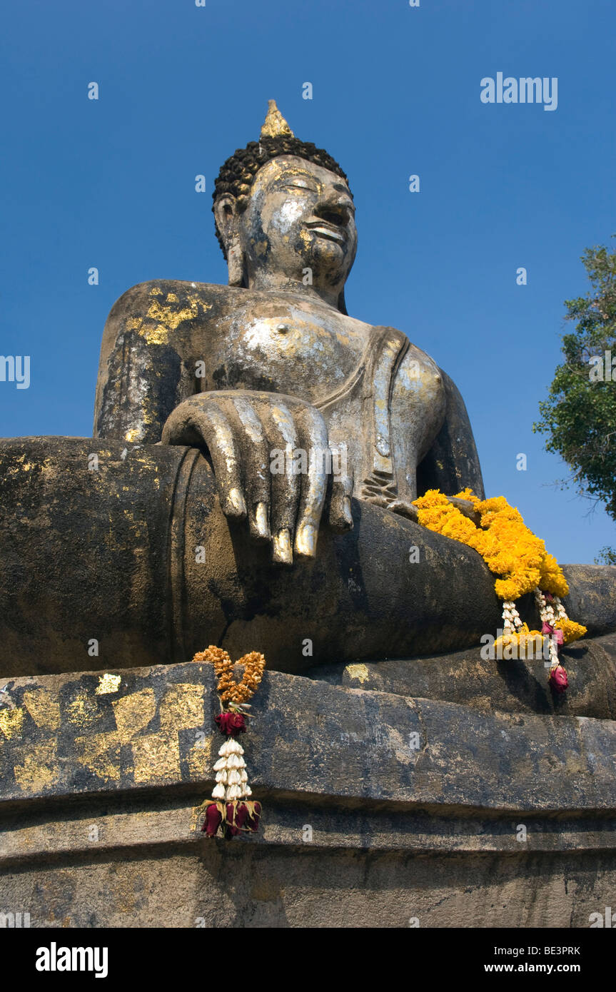 Sitzende Buddha Tempel Wat Mahathat, Sukhothai, Thailand, Asien Stockfoto