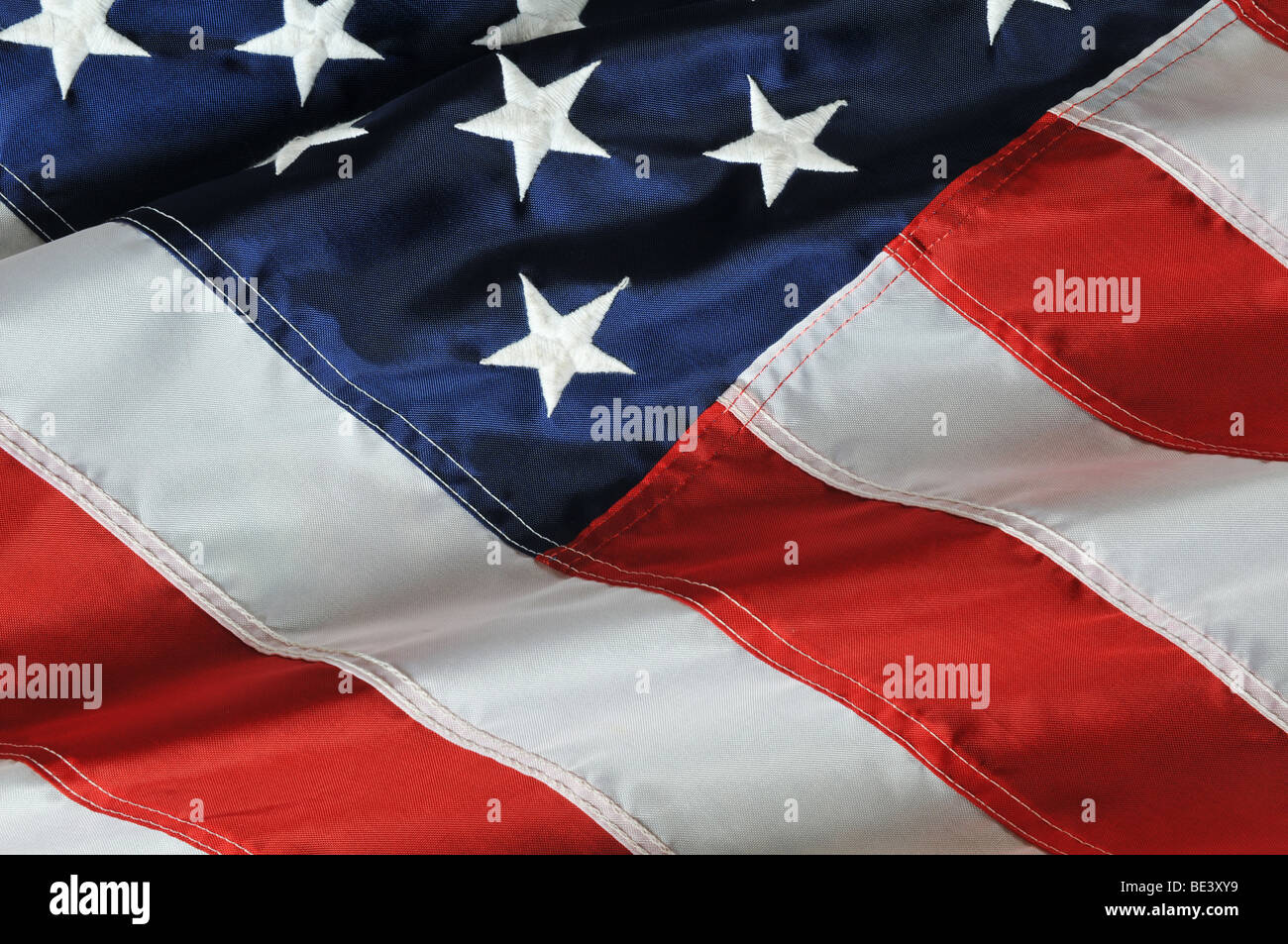 USA-Flagge hautnah auf einer Diagonale Komposition Stockfoto