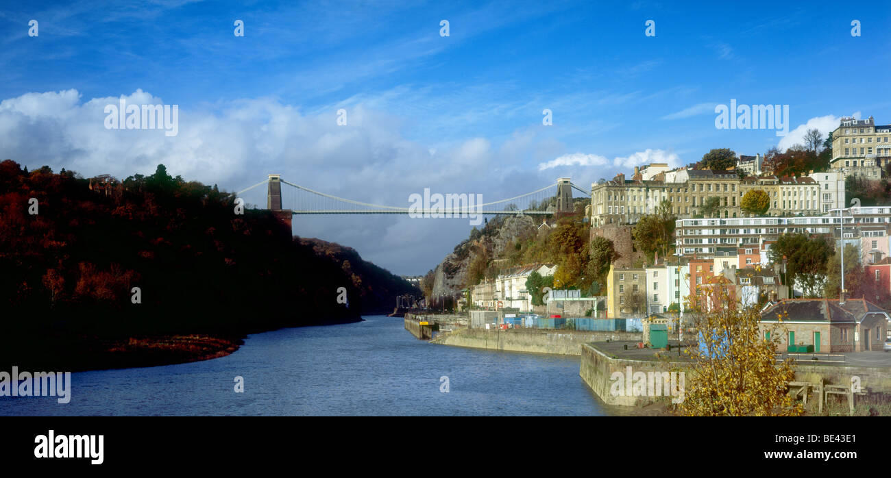 Clifton Suspension Bridge und Avon-Schlucht von Hotwells Bristol England Stockfoto