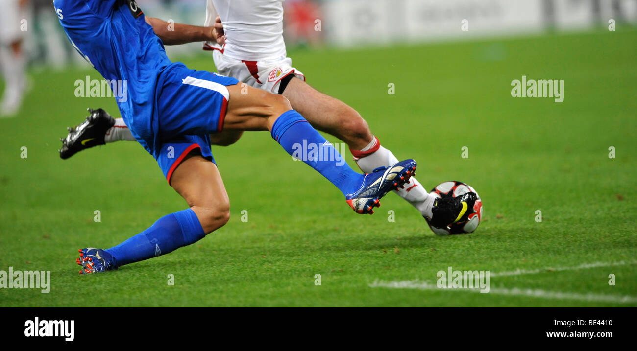 Detail-Duell im Fußball Stockfoto