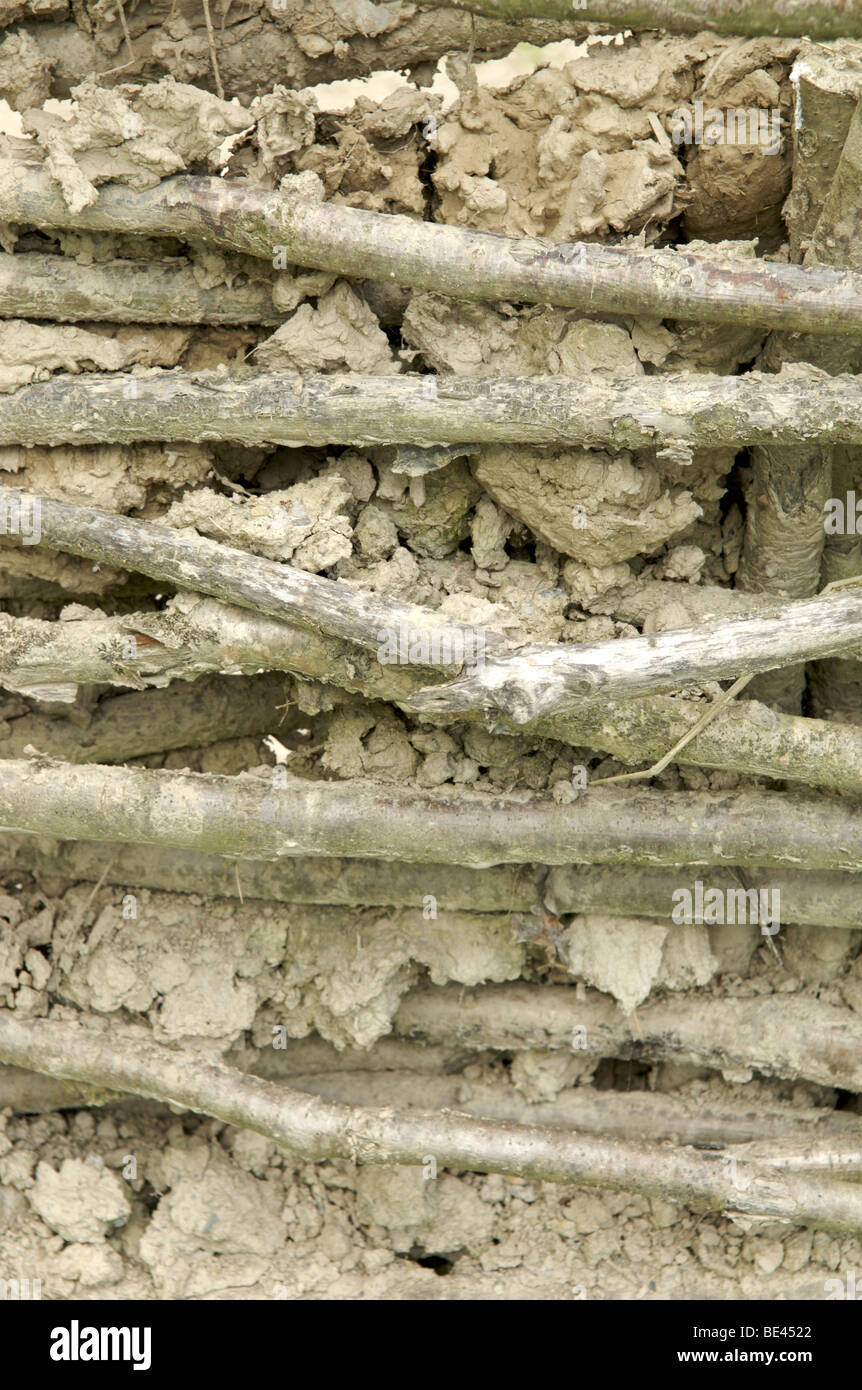 Daub und Flechtwerk Wände gebaut Stockfoto